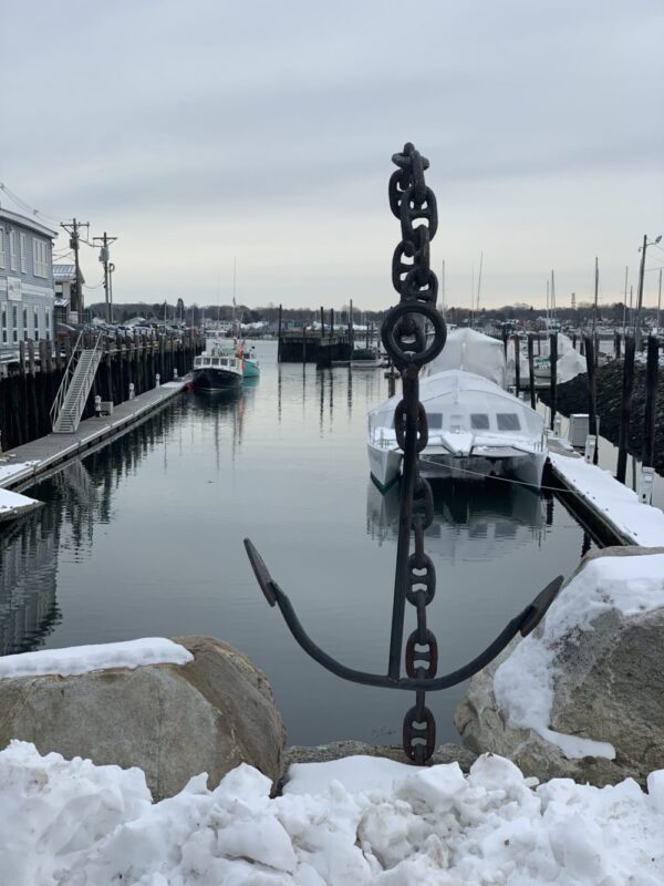 Anchor in Portland Maine in Winter