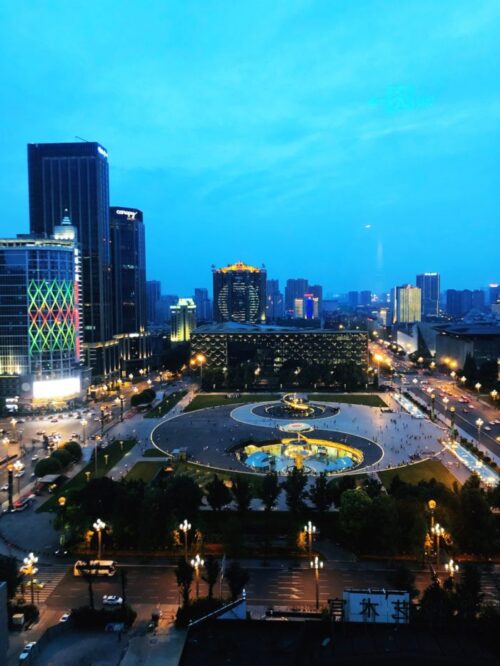 Chendgu Tianfu Square at Night 天府广场