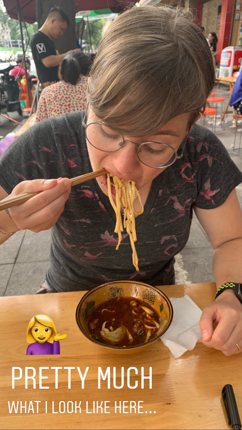 Courtney Eating Noodles Chengdu