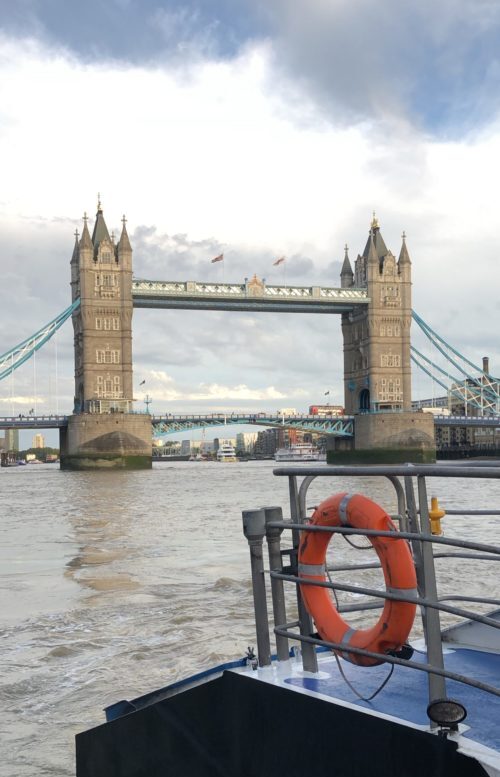 View of Tower Bridge from London Water Taxi