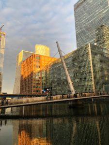 Canary Wharf Pedestrian Bridge in Morning Light