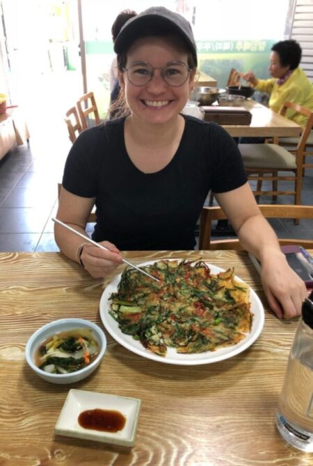 Eating Pajeon 파전 in Beomeosa Visit Busan South Korea
