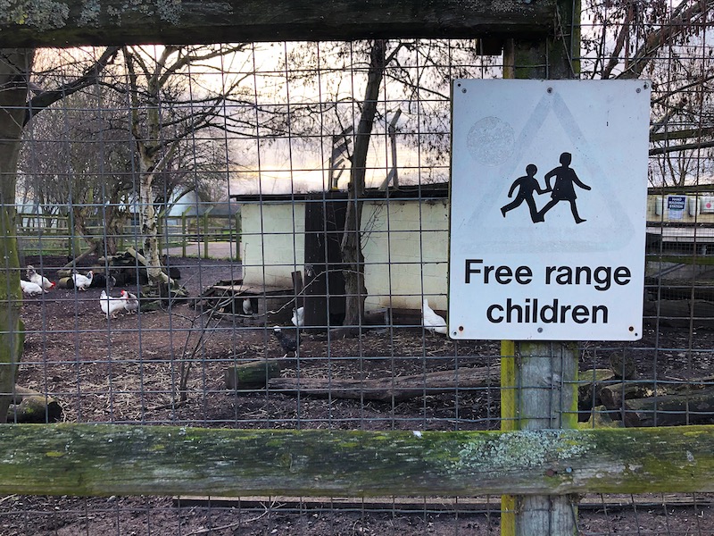 Free Range Kids Sign at Mudchute Farm