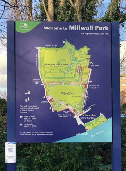 Map of Mudchute Park and Farm and Millwall Park