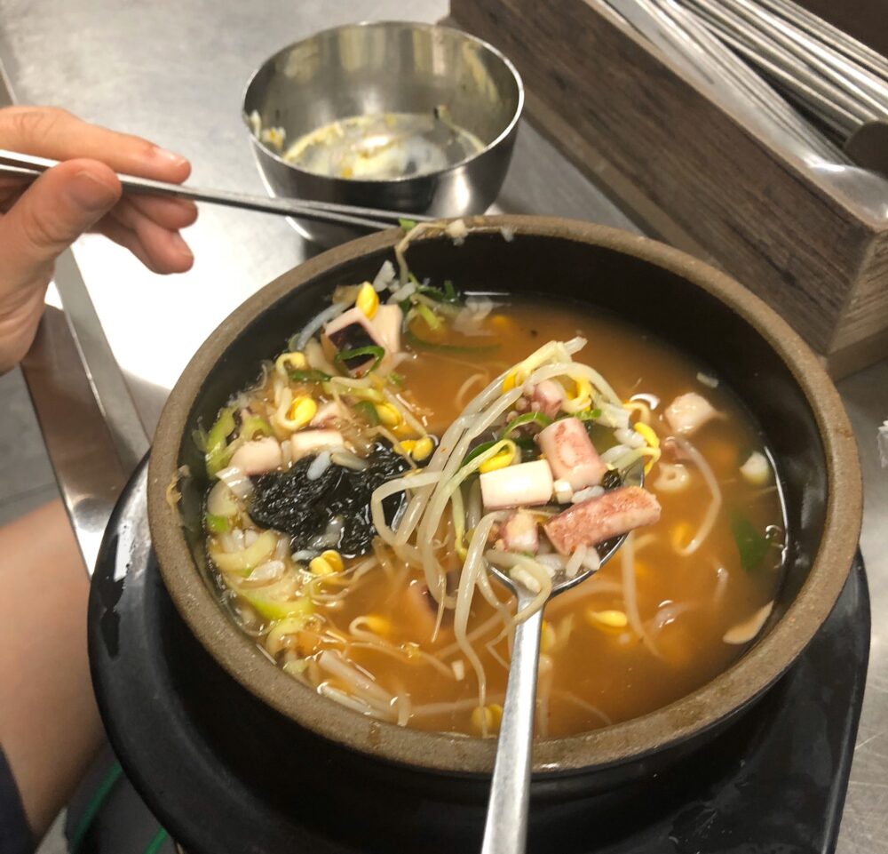 Squid Bean Sprout and Rice Soup from Hyundai-ok in Nambu Market, Jeonju
