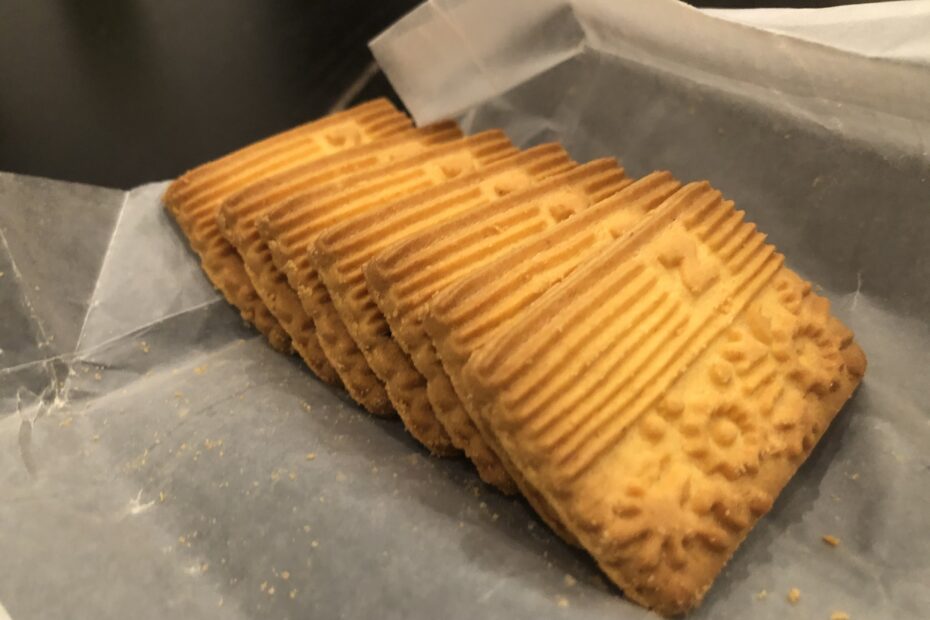 Nabisco Glucose Biscuits Laid Out in a Row