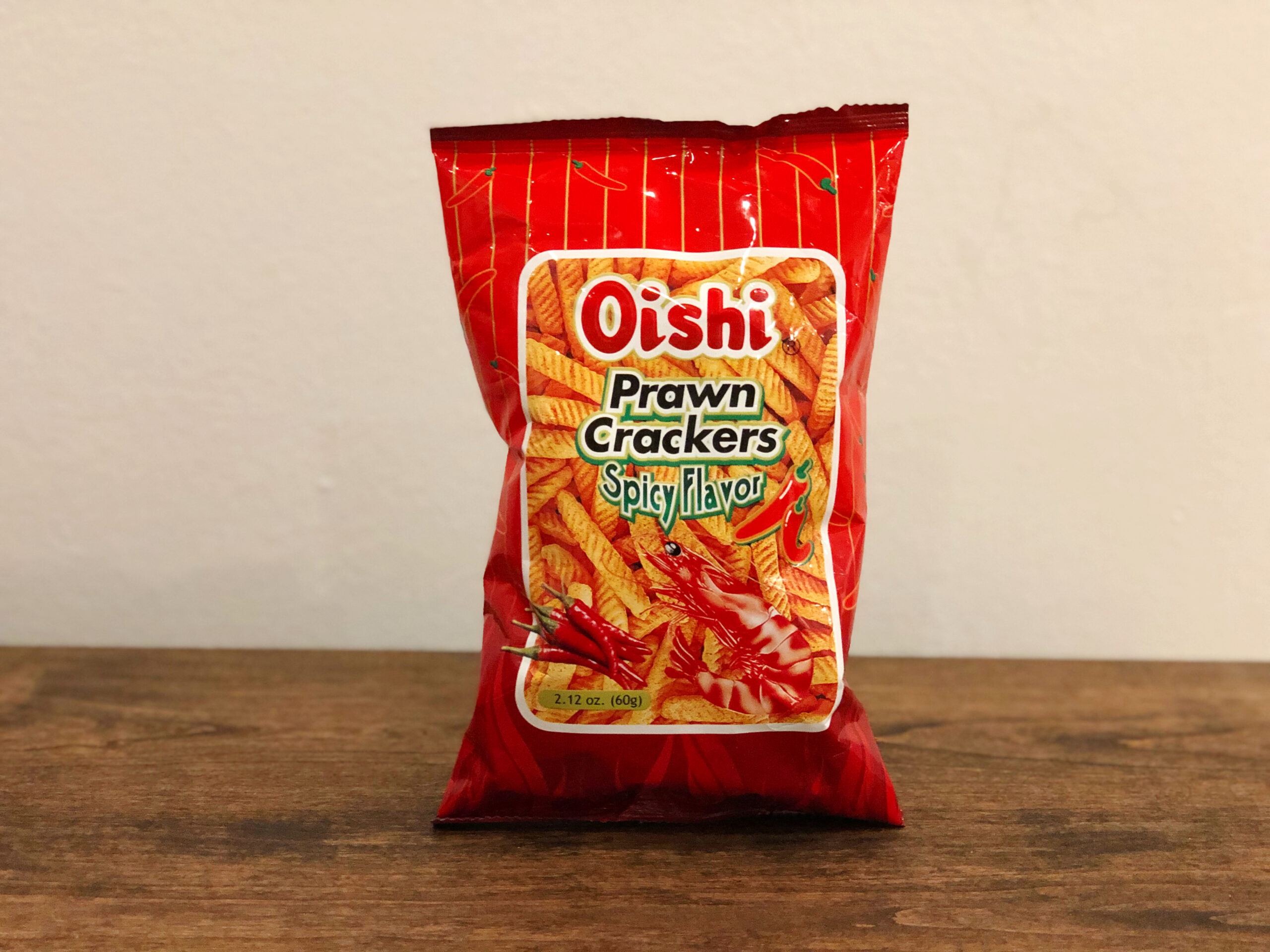 Oishi Prawn Crackers Spicy Flavor Horizontal