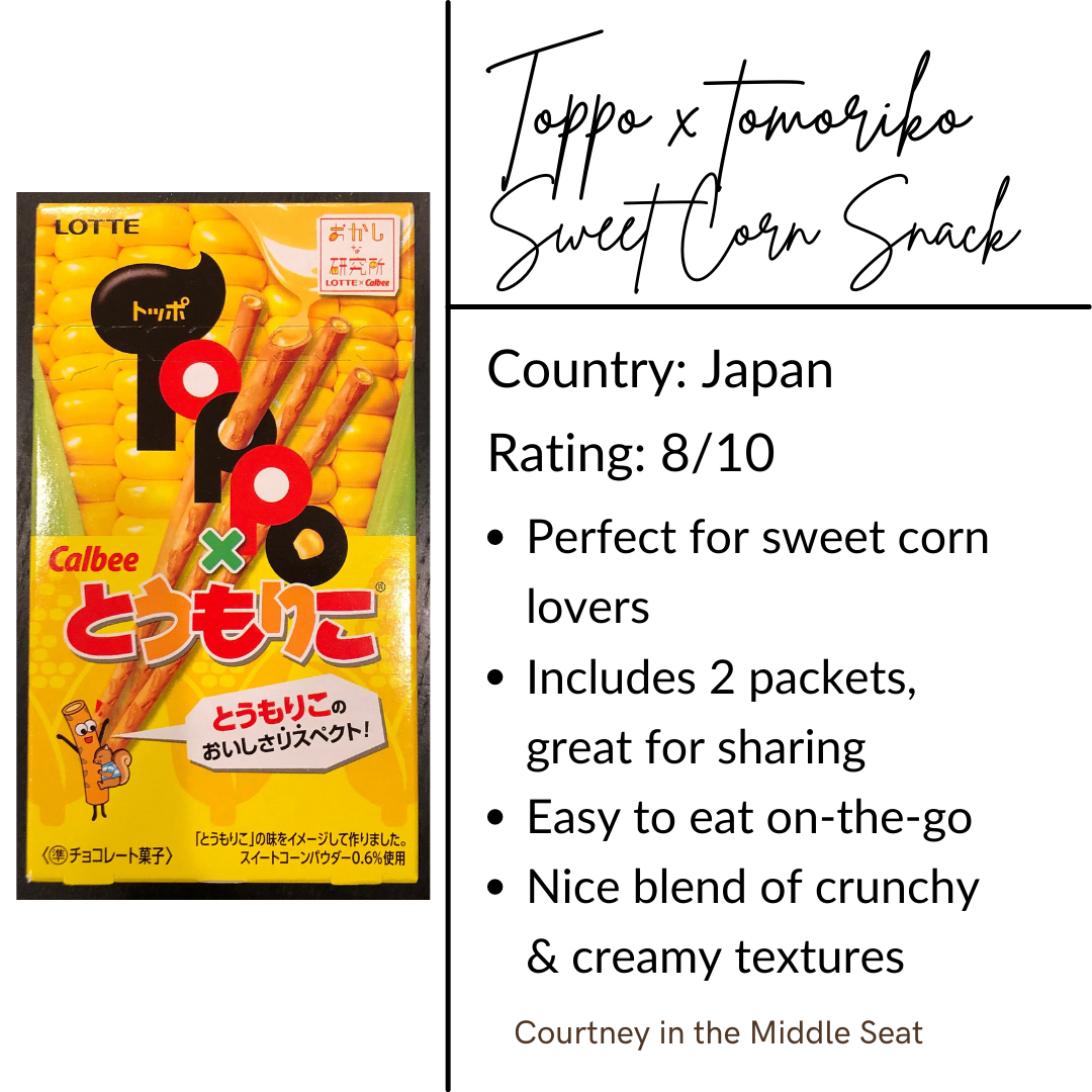 Toppo x Tomoriko Sweet Corn Chocolate Snack Stick Information Card