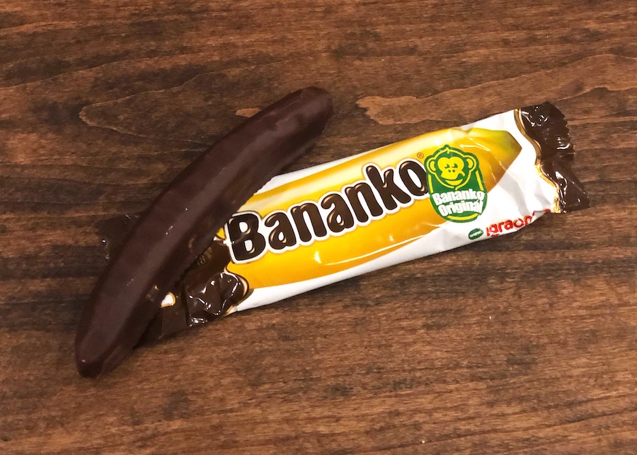 Bananko candy bar wrapper with bar on top
