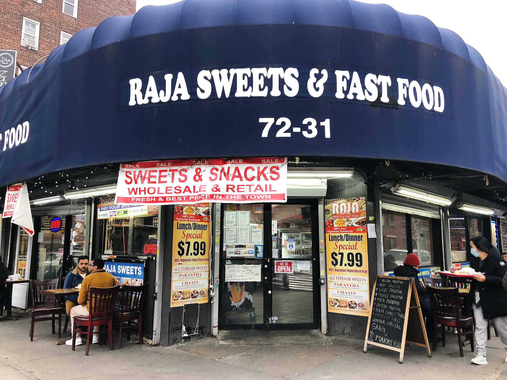 The front of Raja Sweets & Fast Food in Jackson Heights