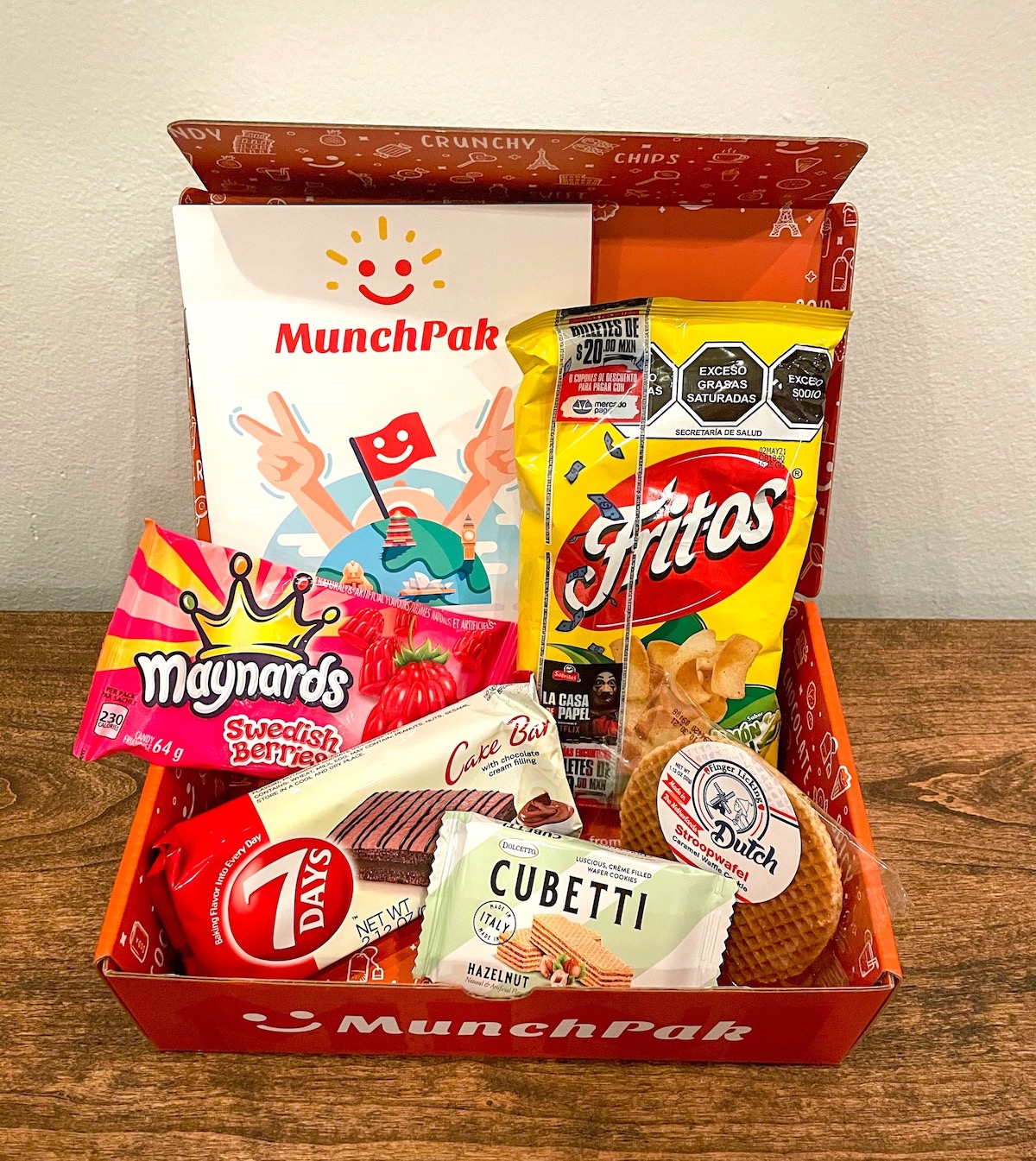 MunchPak Mini Box from February 2021 open showing the snacks