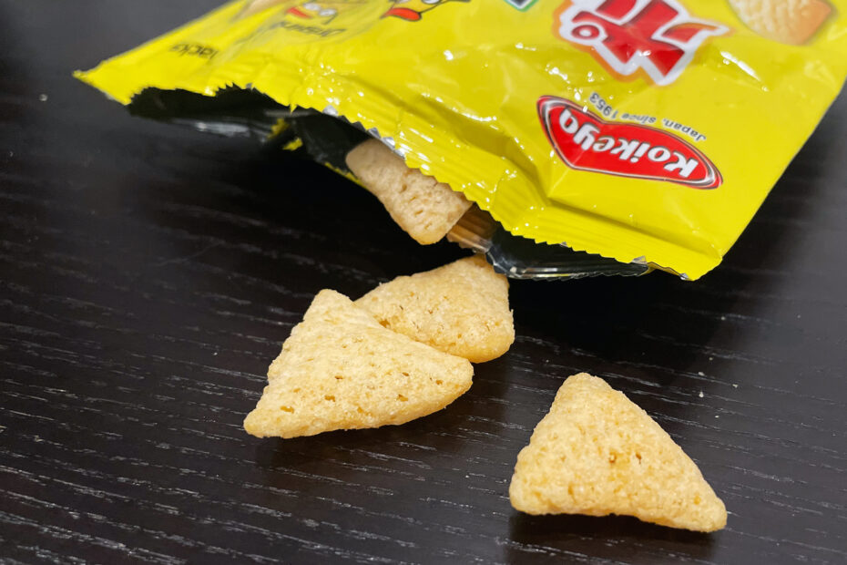 Polinkies coming out of the bag onto a black table