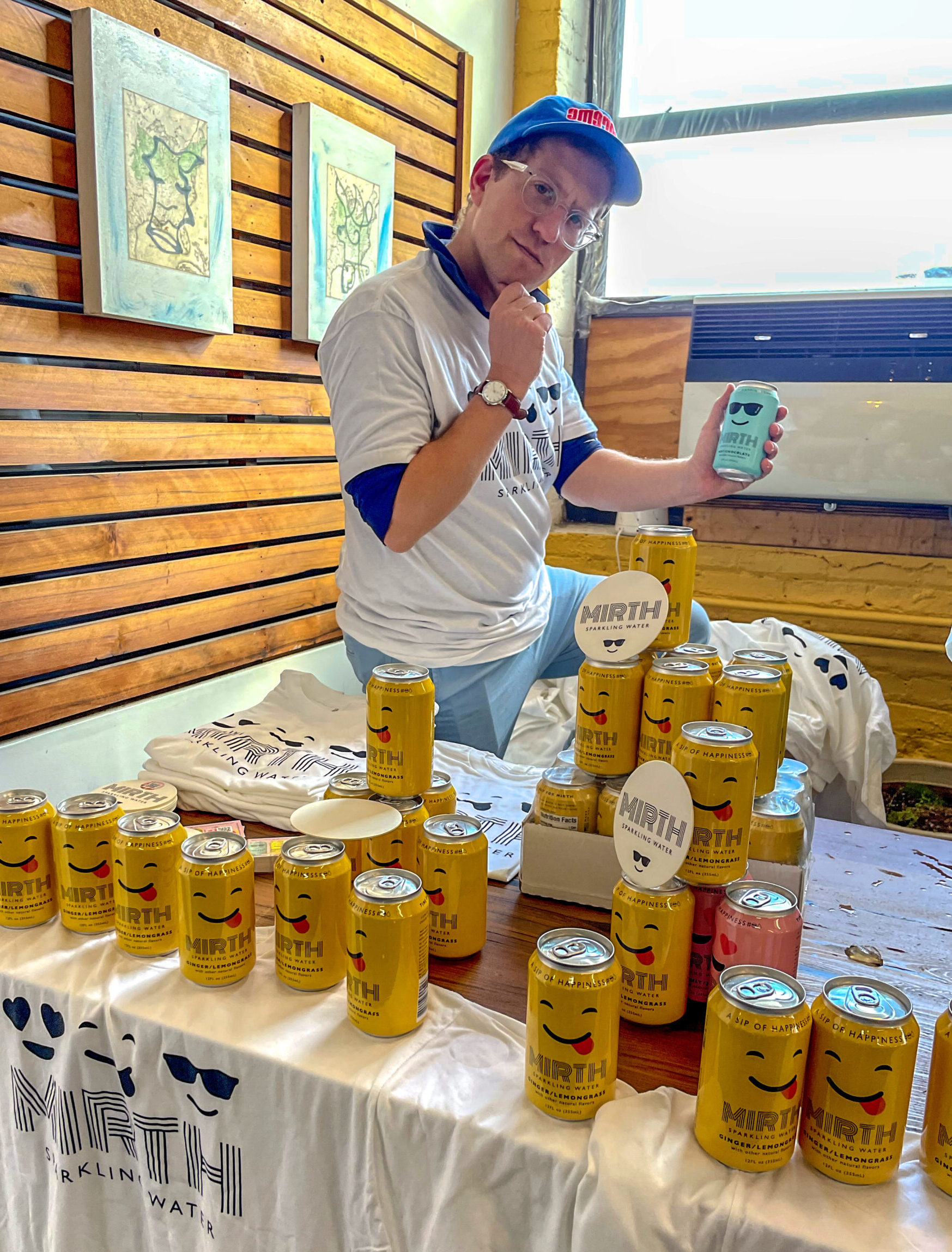 Mirth Water Founder Jeremy with Mirth Water at the Tastebase Event