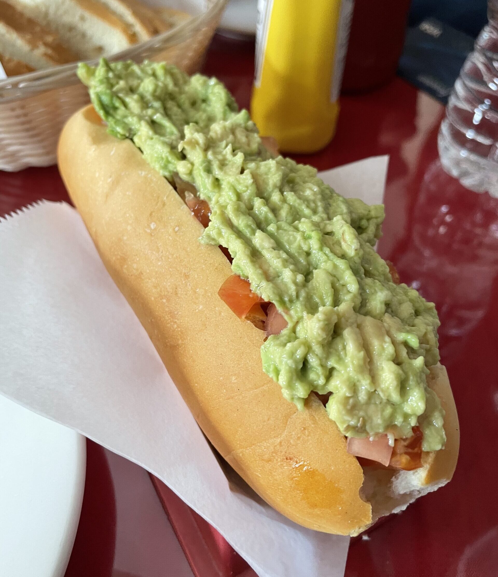 Un Complete Chilean Hot Dog in NYC