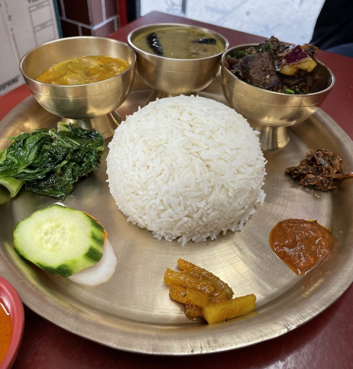 Thali Plate from Gorkhali Nepali restaurant in Jackson Heights, Queens.