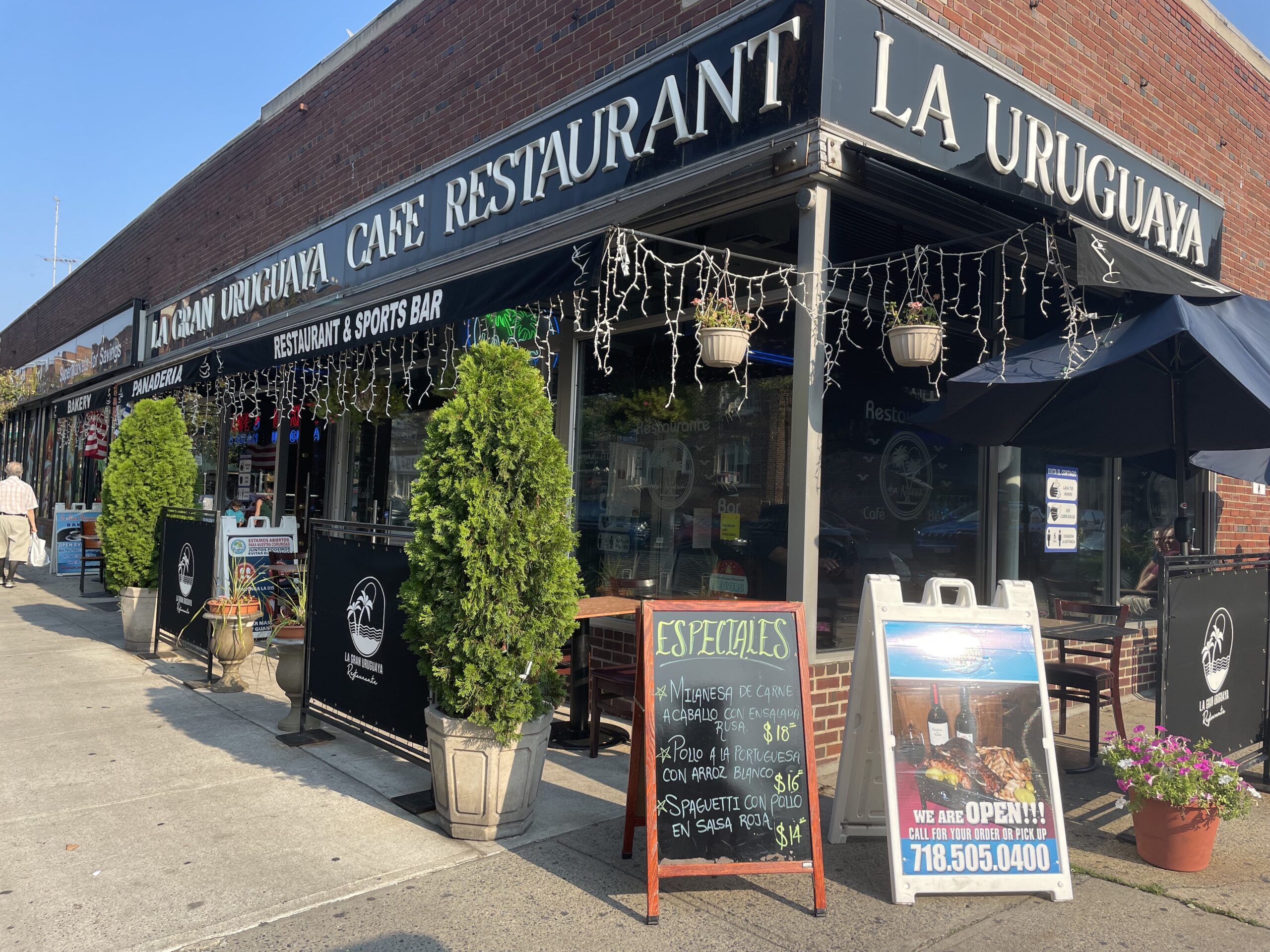 The front of La Gran Uruguaya Restaurant in Jackson Heights, Queens