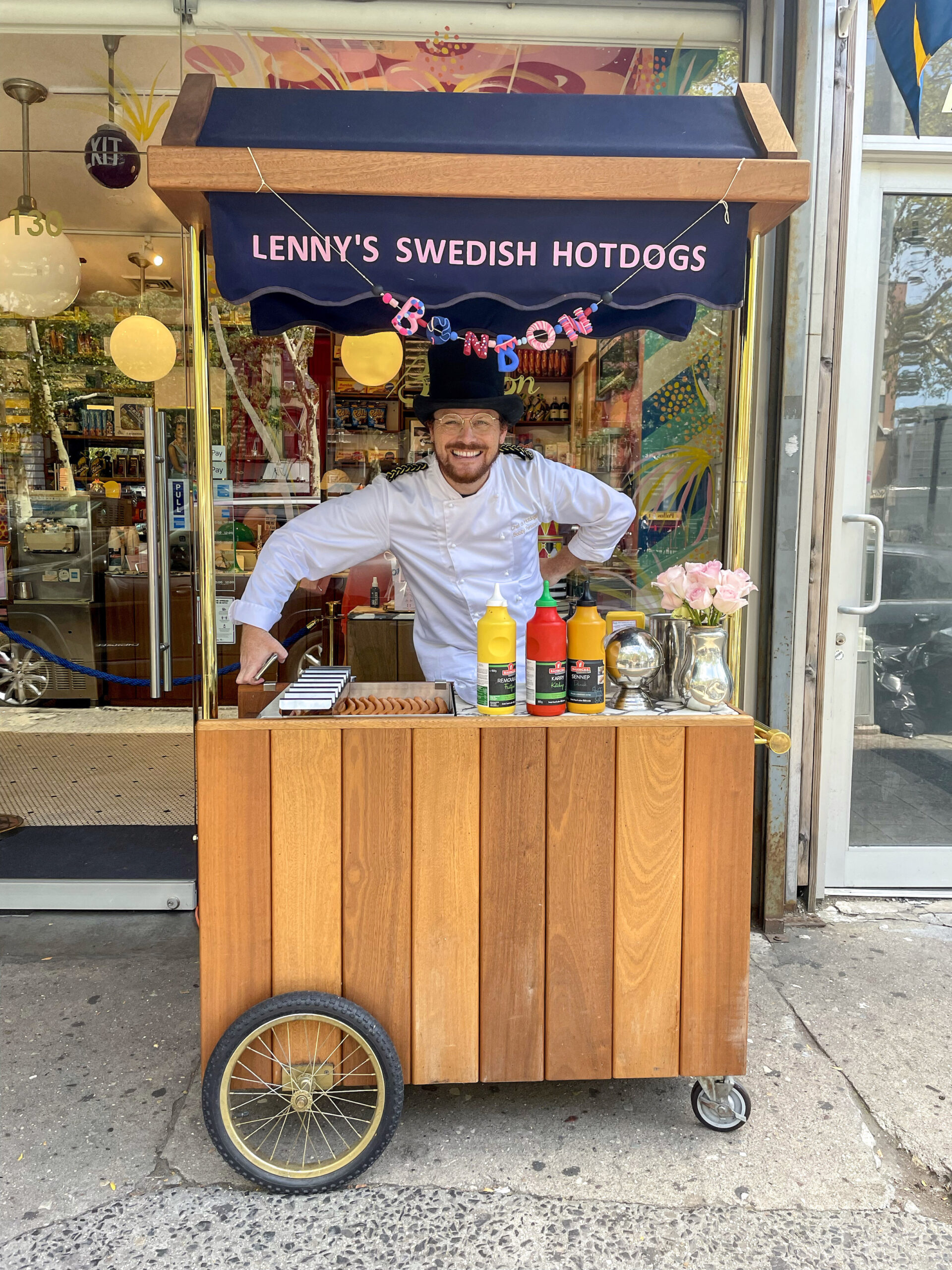 Lenny's Swedish Hot Dog Stand outside Bon Bon on the Lower East Side, Manhattan